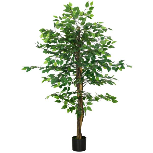 Planta Figueira Artificial com Tronco Realista 150 cm Vaso e 882 Folhas Decoração para Casa Verde