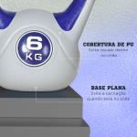 Kettlebell 6 kg Peso Russo com Revestimento de PU e Enchimento de Areia para Treino 20x13x22 cm Roxo e Cinza