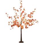 Árvore de Eucalipto Artificial 150 cm Árvore Artificial com 245 Luzes LED e Base Decoração Laranja e Marrom