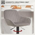 Conjunto de 2 Bancos de Bar Giratórios em Veludo, Altura Ajustável 62 - 83 cm, com Encosto e Apoio para os Pés, Cinzento