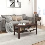 Mesa de Centro Mesa Auxiliar de 2 Níveis para Sala de Estar Escritório 90x45x45,5cm Nogueira