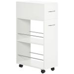 Carrinho de Cozinha com 1 Gaveta e 2 Prateleiras Abertas Carrinho de Cozinha Auxiliar cm Rodas 25x50x85cm Branco