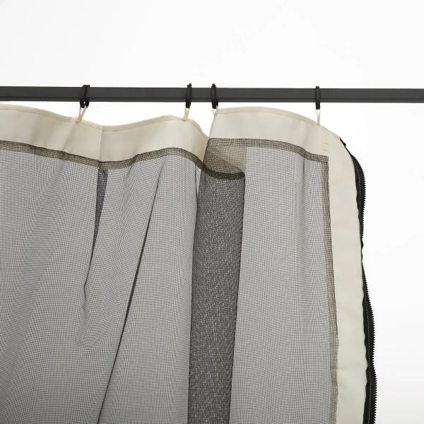 4 painéis laterais 335x207 cm para tenda de jardim com mosquiteira zíperes e anéis preto
