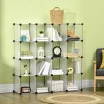 Armário Modular de Plástico Organizador de Sapatos com 16 Cubos de 30x30x30cm para Entrada Corredor 125x32x125 cm Transparente