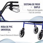 Andador para Adultos Dobrável com Armazenamento Assento e Travão 65x53x79 - 89cm Azul e Preto