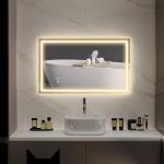 Espelho Casa de Banho com Luz LED 100x60 cm Espelho de Parede com Iluminação Anti - Embaciamento Brilho Ajustável e Interruptor Tátil