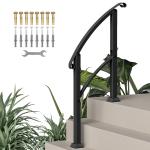 Guarda Corpo para Escada 71 cm Guarda Corpo Metálico com Kit de Instalação Ângulo Ajustável para 1 - 3 Degraus 71x8x148 cm Preto