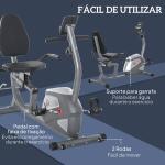 Bicicleta ergométrica reclinável com tela LCD e volante de 3 kg resistência magnética de 8 níveis assento ajustável 121,5 - 136x62,5x98 cm Cinza
