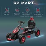 Kart a Pedais para Crianças 5 - 12 Anos com Assento Ajustável Pneus Insufláveis Amortecimento e Travão de Mão 121x58x61cm Vermelho