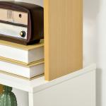 Estante de Livros em Forma de S Estante com 5 Prateleiras Abertas para Sala de Estar Escritório Anti - Tombo 33x28x161cm Branco