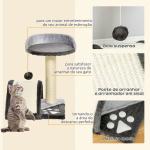 Árvore Arranhador para Gatos de 2 Níveis com Poste e Tapete de Arranhar Cama e Bola Suspensa 35,5x37x46 cm Cinza