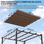 Cobertura para Pérgola 2,5x2,55cm Teto de Substituição Retrátil para Pérgola com 10 Orifícios de Drenagem Café