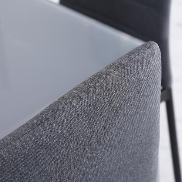 Conjunto de 4 Cadeiras de Sala de Jantar Estofadas em Linho e Pés de Metal para Cozinha Carga Máxima 120kg 41x50x97cm Cinza