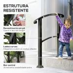Guarda Corpo para Escada 71 cm Guarda Corpo Metálico com Kit de Instalação Ângulo Ajustável para 1 - 3 Degraus 71x8x148 cm Preto