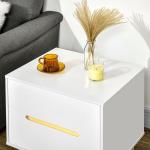 Mesa de Cabeceira com 2 Gavetas e Pés de Madeira Mesa de Cabeceira para Dormitório Estilo Moderno 50x40x50,5cm Branco