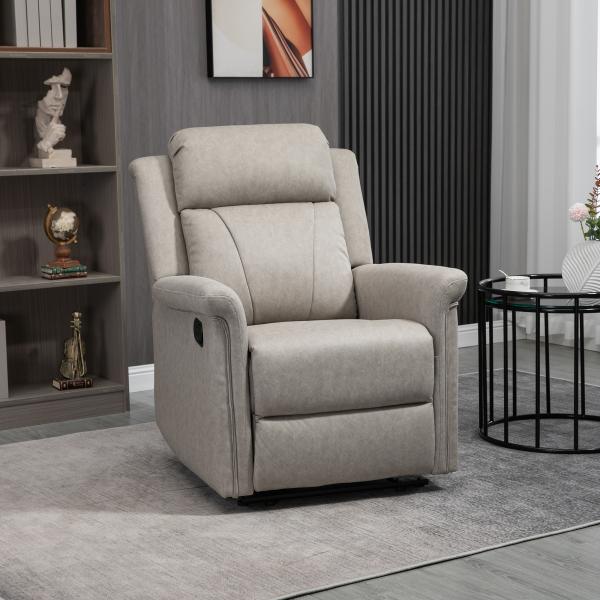 Poltrona Relax Reclinável até 135º com Apoio para os Pés Encosto Alto 78x96x102 cm Cinza