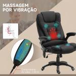 Cadeira para Secretaria c/ 6 Pontos de Massagem Reclinável até 130° com Aquecimento Preto