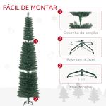 Árvore de Natal Artificial Altura 210cm com 510 Ramos de Folhas de PVC Ignífugos Base Dobrável e Suporte Metálico Verde