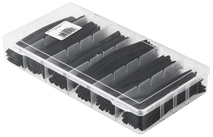 Kit Manga Termoretractil Preta (100pcs) - Caixa Plástica