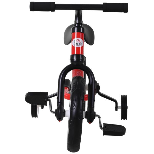 Bicicleta Balance com pedais e rodas removíveis Assento ajustável 33 - 38cm Crianças +2 Anos Carga 25kg Cor vermelha