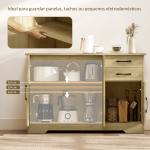 Aparador com 3 Portas Moderno para Sala de Estar com 2 Gavetas Prateleira Ajustável 120x38x79 cm Madeira