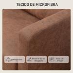 Sofá de 2 Lugares Estofado em Microfibra Sofá Moderno com Pés de Madeira Apoio de Braços 130x78x85 cm Castanho