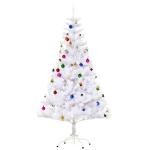Árvore de Natal Artificial 150cm com 680 Ramos de PVC 48 Decorações Incluidas Decoração de Natal Φ85x150cm Branco