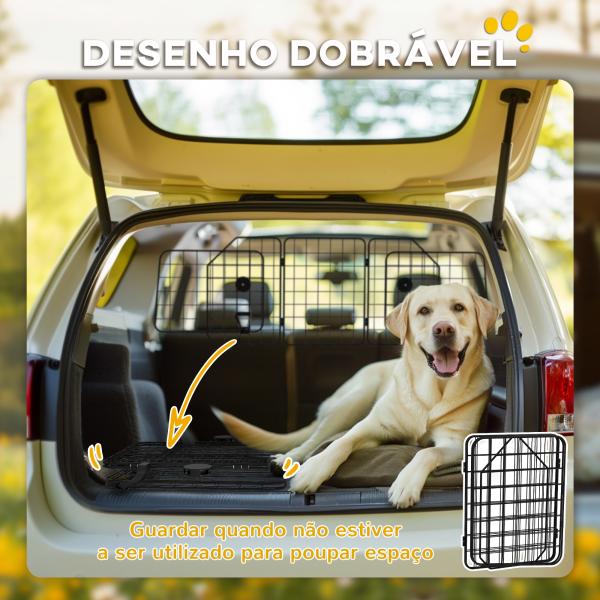 Grade de Segurança de Carro para Cães com Largura Ajustável Grade para Cães de Carro Dobrável 93 - 150x42 cm Preto