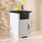Conjunto de 2 Mesas Auxiliares para Sala Mesas de Cabeceira com Porta Estilo Celeiro e Prateleira Aberta 40x35x60 cm Branco