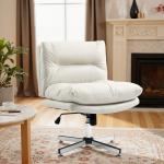 Cadeira de Escritório com Altura Ajustável Função Basculante Base Cruzada e Assento Amplo Cadeira para Estúdio 65x65x84 - 94 cm Cinza Claro