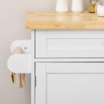 Carrinho de Cozinha com Prateleira Interior Ajustável Gaveta Barra e Suporte para Temperos 109x40x89 cm Branco