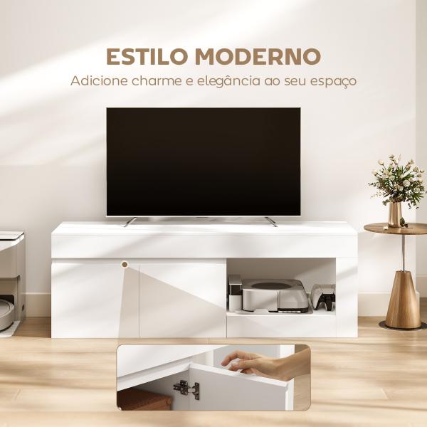 Móvel de TV com 2 Portas Prateleira Aberta Móvel de TV Televisóres de 60 Polegadas 140x40x48 cm Branco