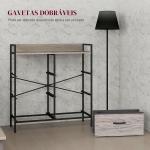 Cómoda com 6 Gavetas Dobráveis de Tecido Estrutura de Aço e Estilo Industrial 79x29x85 cm Cinzento