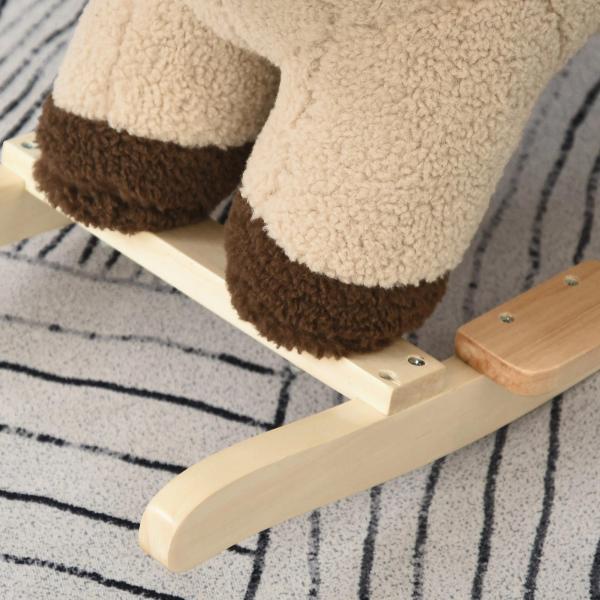 Baloiço Infantil em Forma de Leão de Pelúcia para Bebés 18 - 39 Meses com Som Cinto de Segurança Guidão Apoio para os Pés 68x35x50cm Marrom