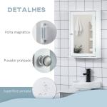 Armário de Casa de Banho com Espelho Armário com Espelho para Casa de Banho com 1 Prateleira Estilo Moderno 41x14x60 cm Branco