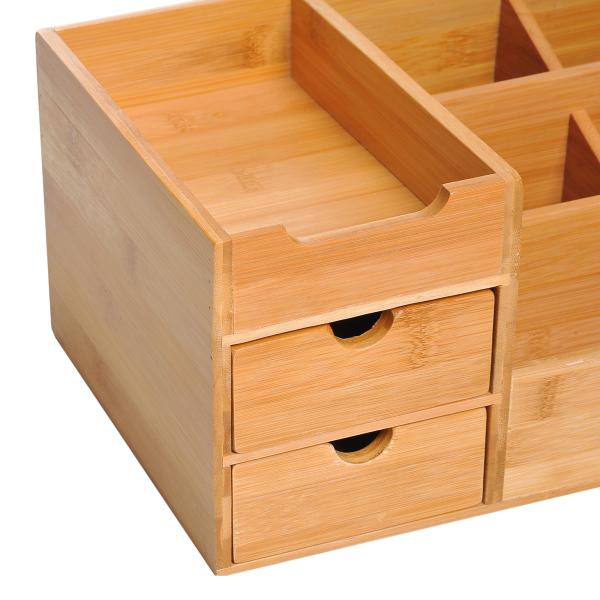 Organizador para Secretária de Bambu Sistema de Secretária Organizador de Mesa de Escritório Polivalente 33x20,5x15,5 cm