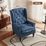 Poltrona de Sala de Estar Poltrona Moderna para Dormitório com Pés de Madeira Poltrona Individual 74x86x102 cm Azul