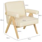 Poltrona Sala de Estar Poltrona Nórdica Poltrona Estofada em PU com Apoio para os Braços 73x70x80 cm Creme