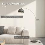 Candeeiro de Pé em Forma de Arco com Altura e Comprimento Ajustáveis com Interruptor de Pé 110 - 115x30x170 - 180 cm Prata e Preto