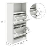 Sapateira Estreita com Prateleiras Ajustáveis e Compartimento Aberto para 10 Pares de Sapatos 58x24x105 cm Branco