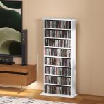 Estante Estreita para CDs e DVDs com 8 Compartimentos Prateleiras Ajustáveis 58x24x126,3 cm Branco