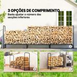 Lenheiro com Cobertura para Interior e Exterior, Carga 300 kg, 300x36x99 cm, Verde - Escuro e Preto