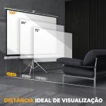 Ecrã de Projeção com Suporte Portátil 100 Polegadas Formato 16:9 Altura Ajustável 221x124 cm Branco