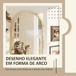 Espelho de Parede Arqueado Espelho de Casa de Banho 50x70 cm com Moldura de Imitação de Pedra Bege