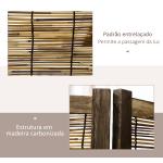Biombo de 4 Painéis Separador de Ambientes Dobrável 160x1,8x170 cm Divisor de Ambientes de Madeira e Caniço Madeira