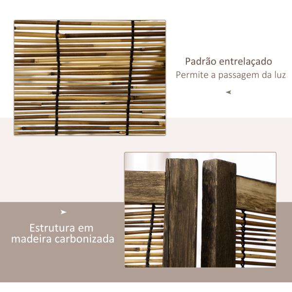 Biombo de 4 Painéis Separador de Ambientes Dobrável 160x1,8x170 cm Divisor de Ambientes de Madeira e Caniço Madeira