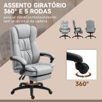 Cadeira de Escritório com Altura Ajustável 6 Pontos de Massagem e Apoio para os Pés Retrátil 68,5x68,5x113 - 121 cm Cinza