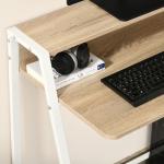 Secretária Mesa de Computador 84x45x85cm com Bancada de Madeira e Pés de Metal Estilo Moderno Carvalho e Branco