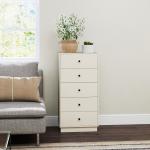 Cómoda com 5 Gavetas Cómoda de Quarto Estreita com Anti - Tombo Gaveteiro Alto para Sala de Estar Corredor 47x29x95 cm Branco
