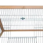 Coelheira de Madeira 116x62,2x52,5 cm Gaiola para Coelhos em Forma Triangular com Portas e Grade Metálica Madeira